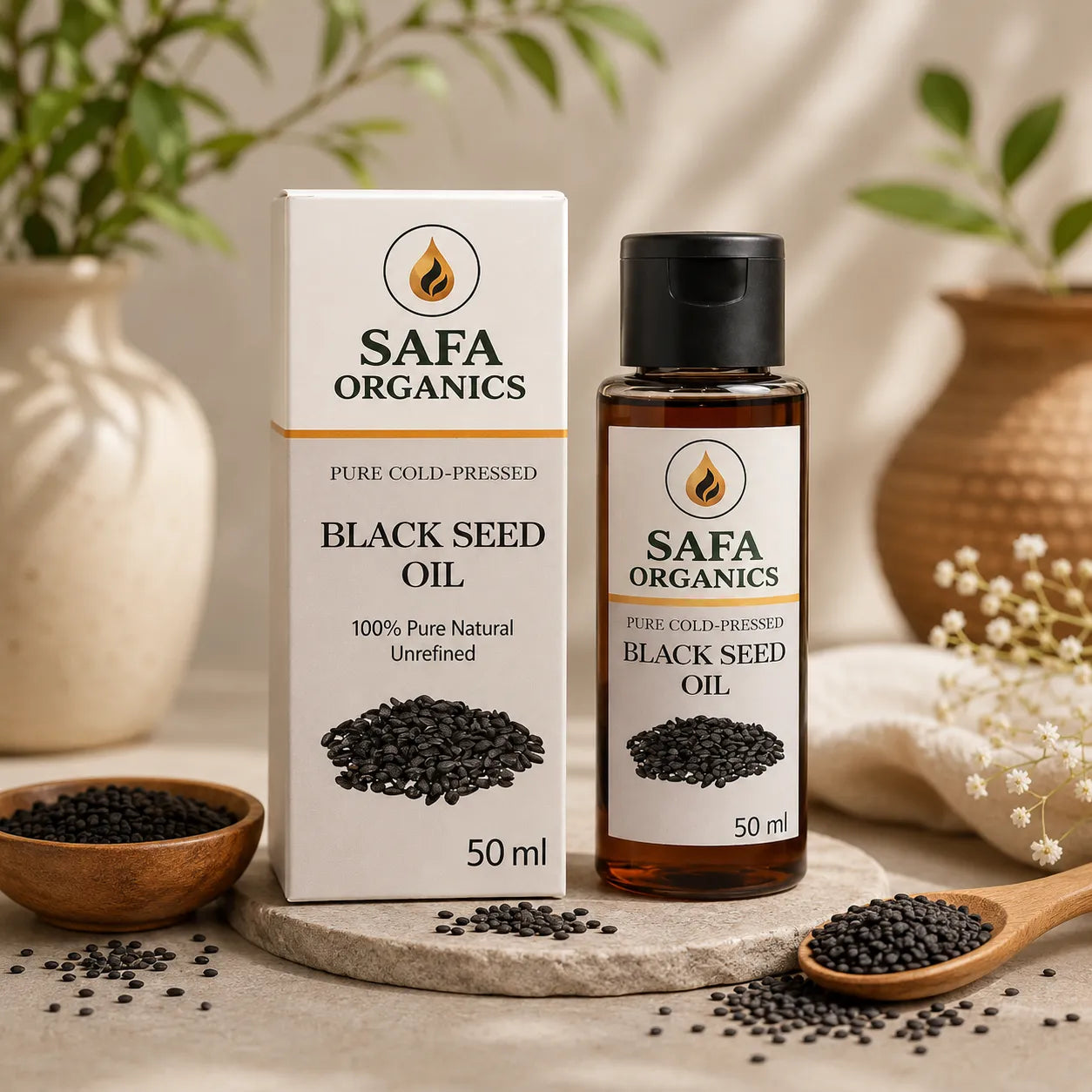 Kalonji Oil in Pakistan (Black Seed Oil) for Hair & Skin – 100% Pure Cold-Pressed | Safa Organics