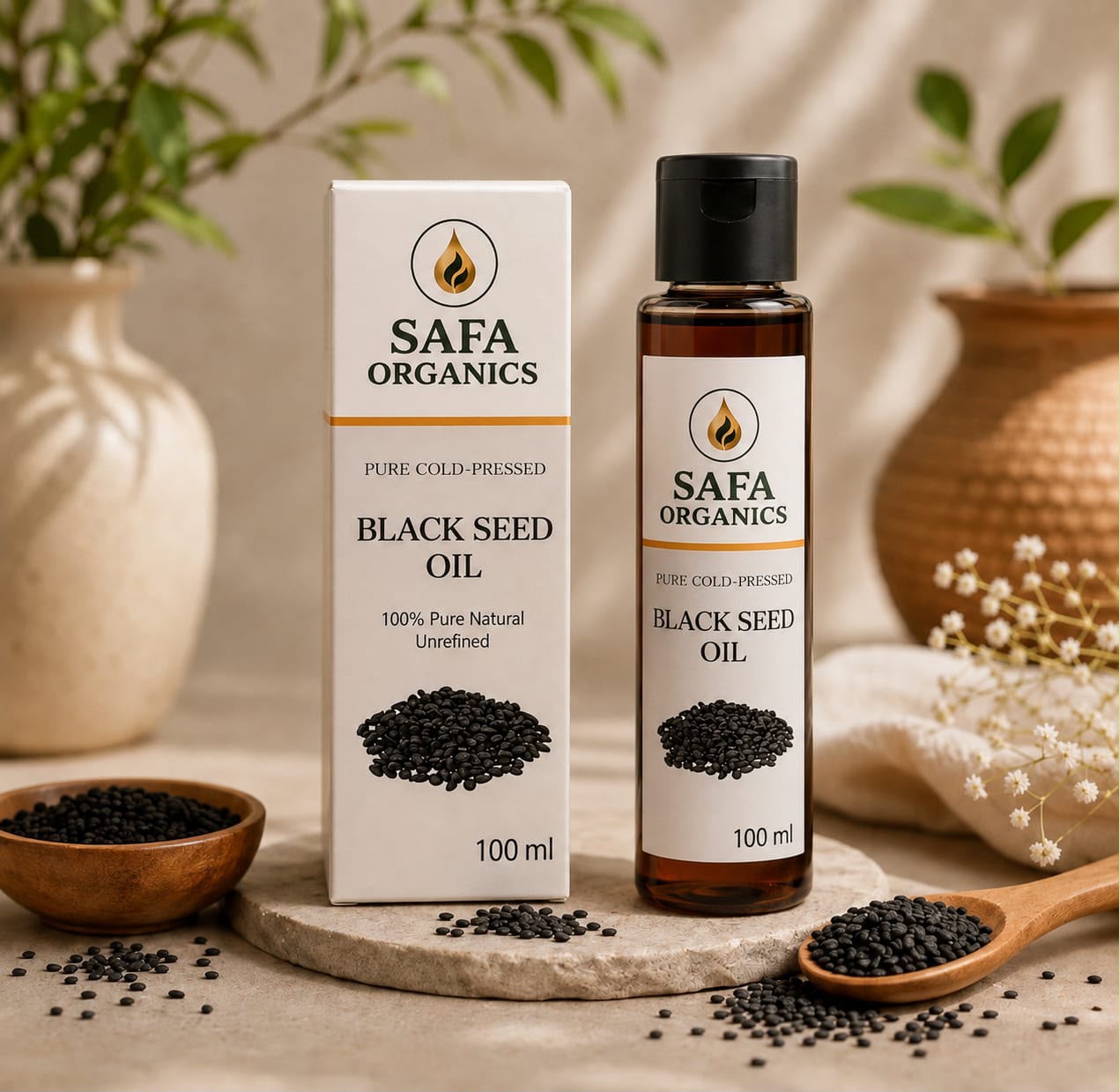 Kalonji Oil in Pakistan (Black Seed Oil) for Hair & Skin – 100% Pure Cold-Pressed | Safa Organics